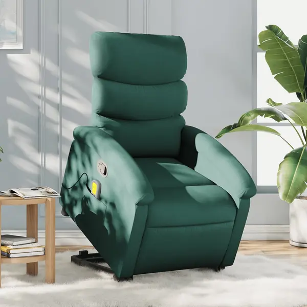 Gossi fotoliu rabatabil de masaj, cu ridicare, verde inchis, textil
