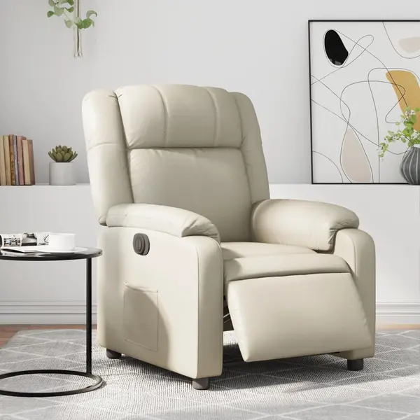 Gossi fotoliu rabatabil electric, crem, piele ecologica