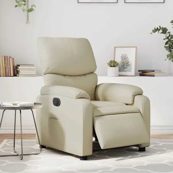 Gossi fotoliu rabatabil electric, crem, piele ecologica