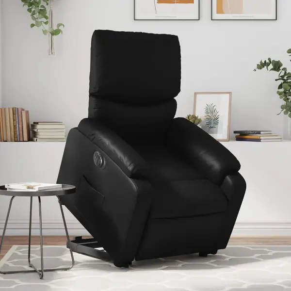 Gossi fotoliu rabatabil electric cu ridicare, negru, piele ecologica
