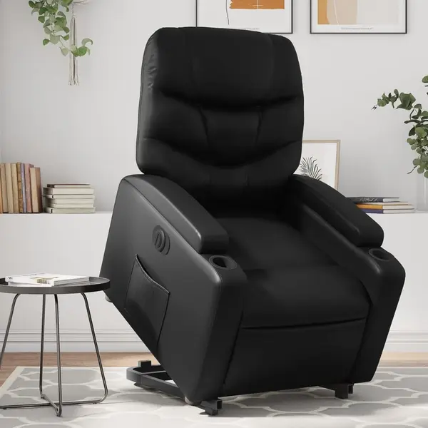 Gossi fotoliu rabatabil electric cu ridicare, negru, piele ecologica