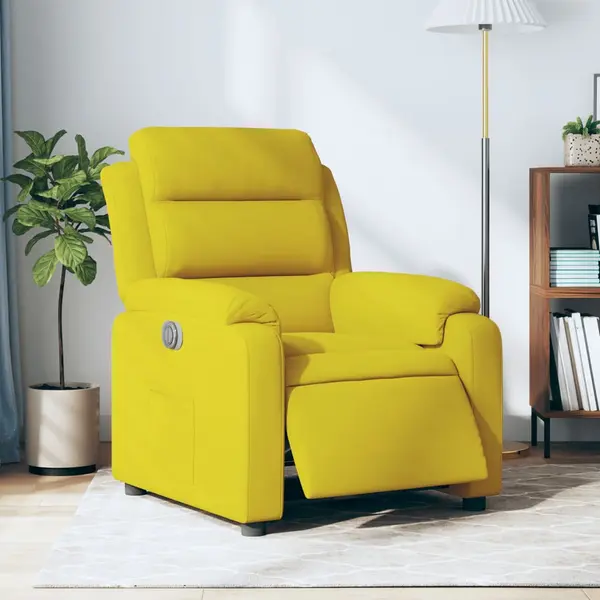 Gossi fotoliu rabatabil electric, galben, catifea