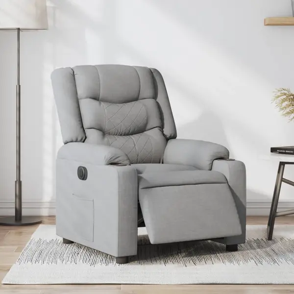 Gossi fotoliu rabatabil electric, gri deschis, textil