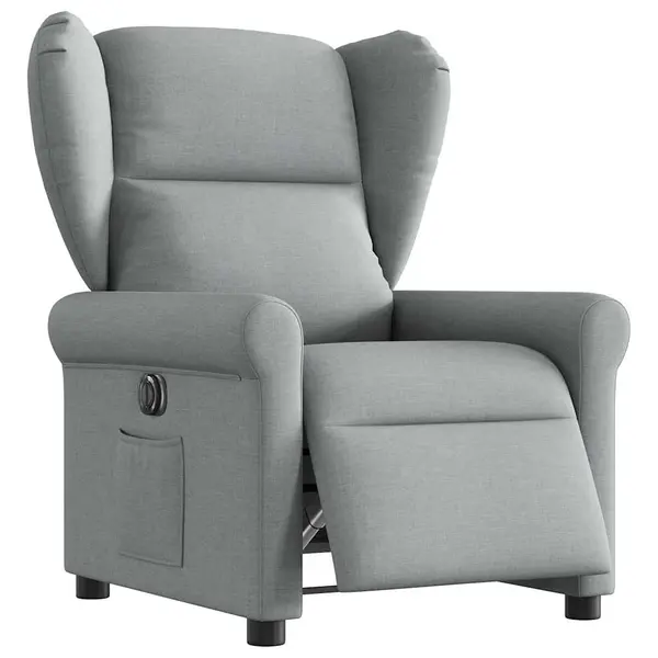 Gossi fotoliu rabatabil electric, gri deschis, textil