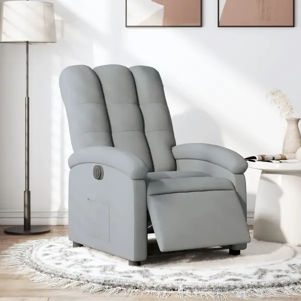 Gossi fotoliu rabatabil electric, gri deschis, textil