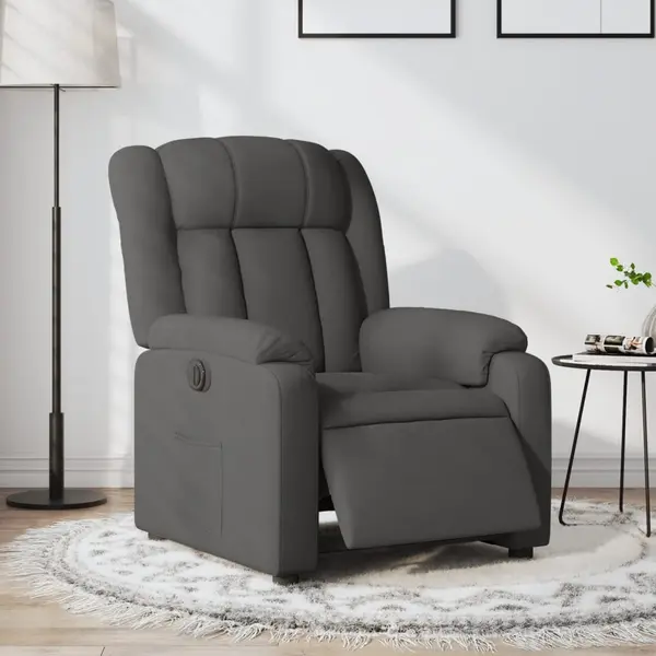 Gossi fotoliu rabatabil electric, gri inchis, material textil