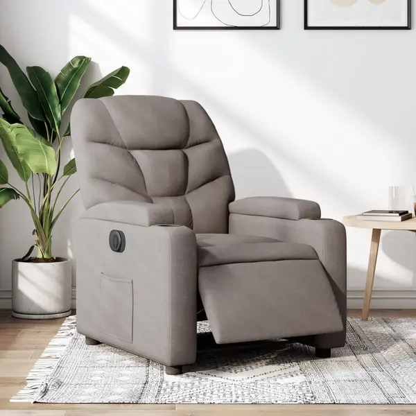 Gossi fotoliu rabatabil electric, gri taupe, material textil