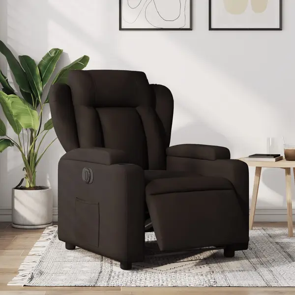 Gossi fotoliu rabatabil electric, maro inchis, material textil