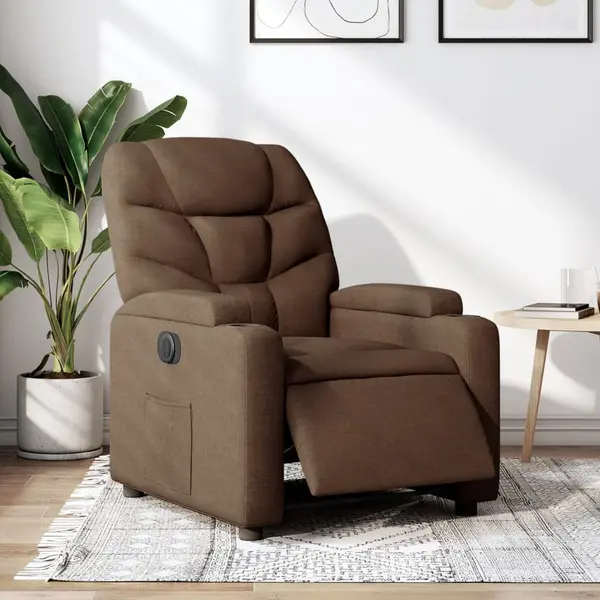 Gossi fotoliu rabatabil electric, maro, material textil