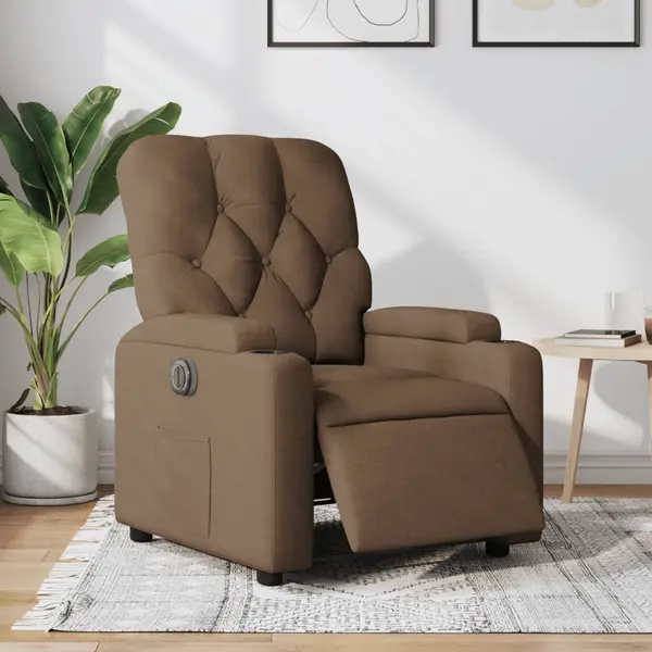 Gossi fotoliu rabatabil electric, maro, material textil