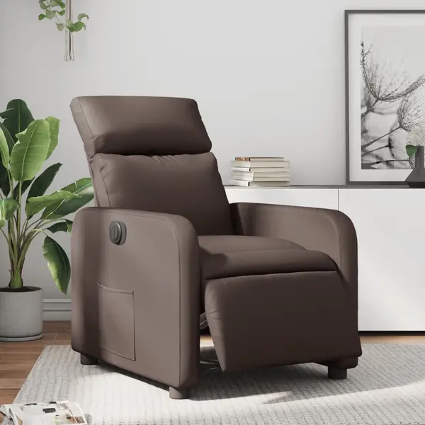 Gossi fotoliu rabatabil electric, maro, piele ecologica