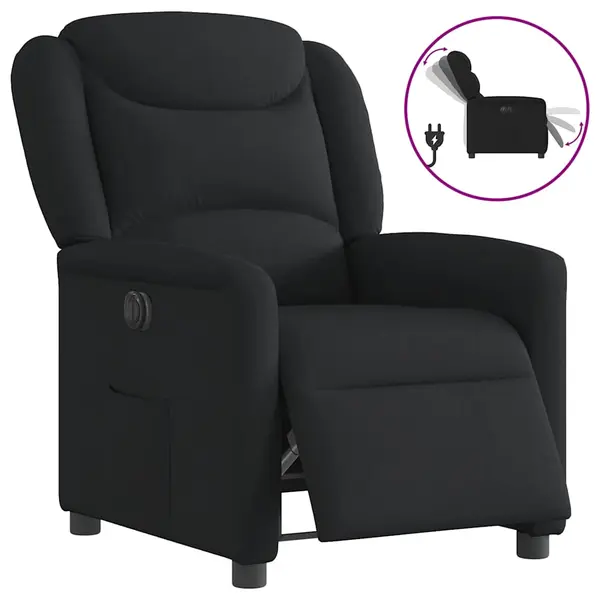 Gossi fotoliu rabatabil electric, negru, material textil
