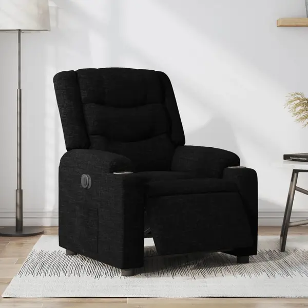 Gossi fotoliu rabatabil electric, negru, material textil