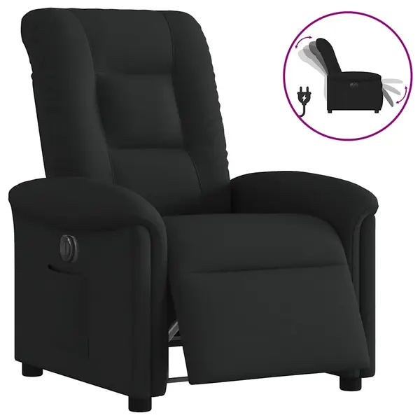Gossi fotoliu rabatabil electric, negru, material textil