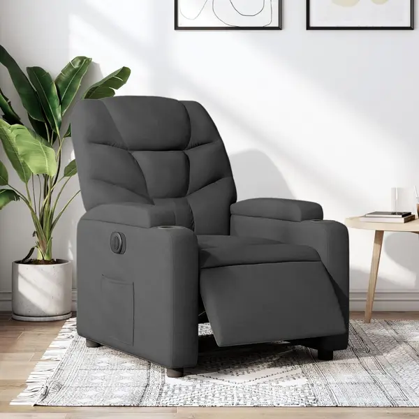 Gossi fotoliu rabatabil electric, negru, material textil