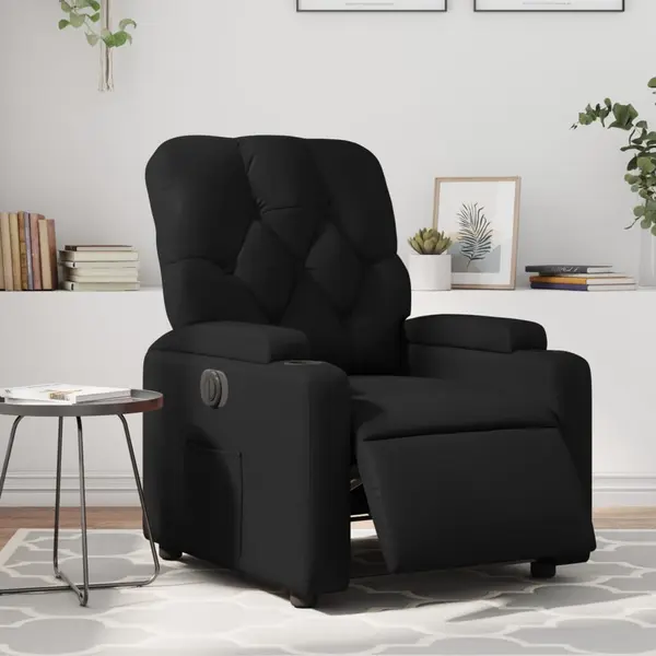 Gossi fotoliu rabatabil electric, negru, piele ecologica