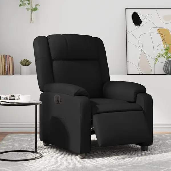 Gossi fotoliu rabatabil electric, negru, piele ecologica