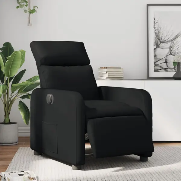Gossi fotoliu rabatabil electric, negru, piele ecologica