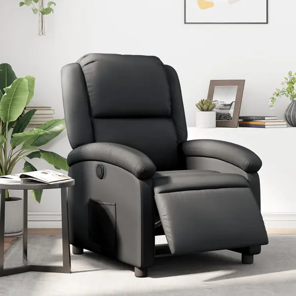 Gossi fotoliu rabatabil electric, negru, piele naturala