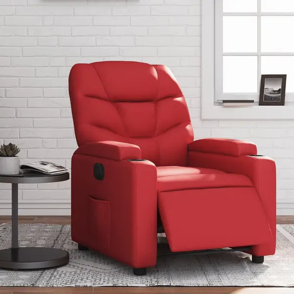 Gossi fotoliu rabatabil electric, rosu, piele ecologica