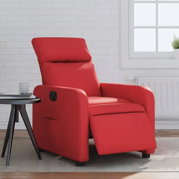 Gossi fotoliu rabatabil electric, rosu, piele ecologica