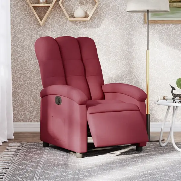 Gossi fotoliu rabatabil electric, rosu vin, material textil