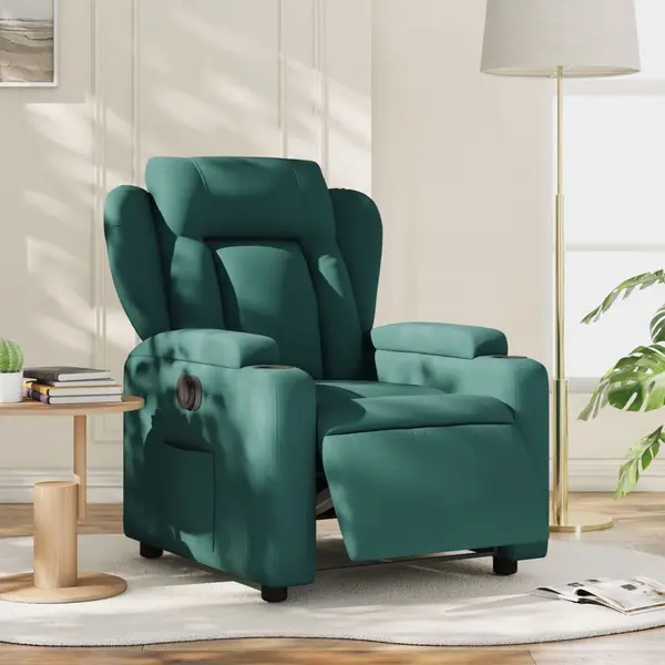 Gossi fotoliu rabatabil electric, verde inchis, material textil