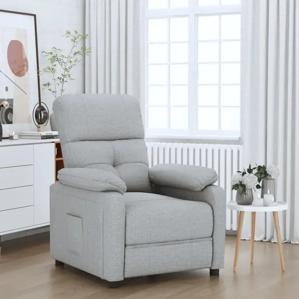 Gossi fotoliu rabatabil, gri deschis, material textil