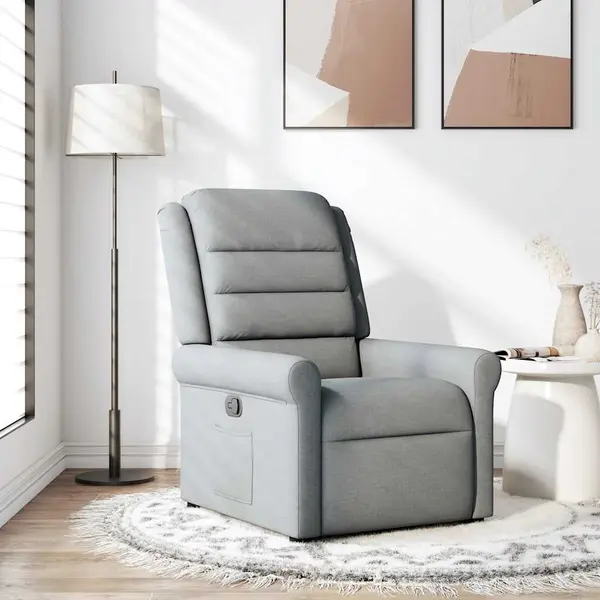 Gossi fotoliu rabatabil, gri deschis, material textil