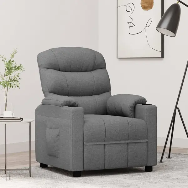 Gossi fotoliu rabatabil, gri deschis, material textil
