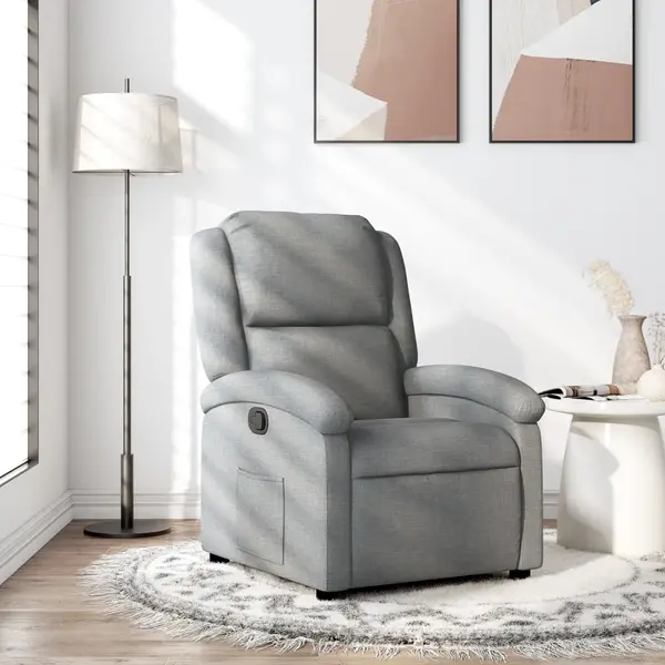 Gossi fotoliu rabatabil, gri deschis, material textil
