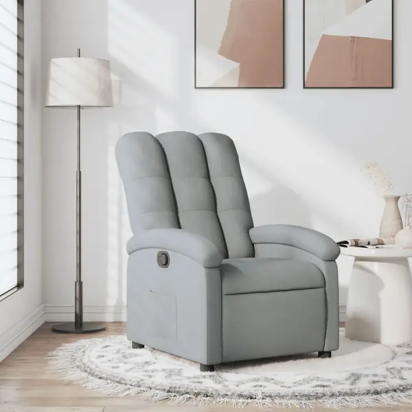 Gossi fotoliu rabatabil, gri deschis, material textil