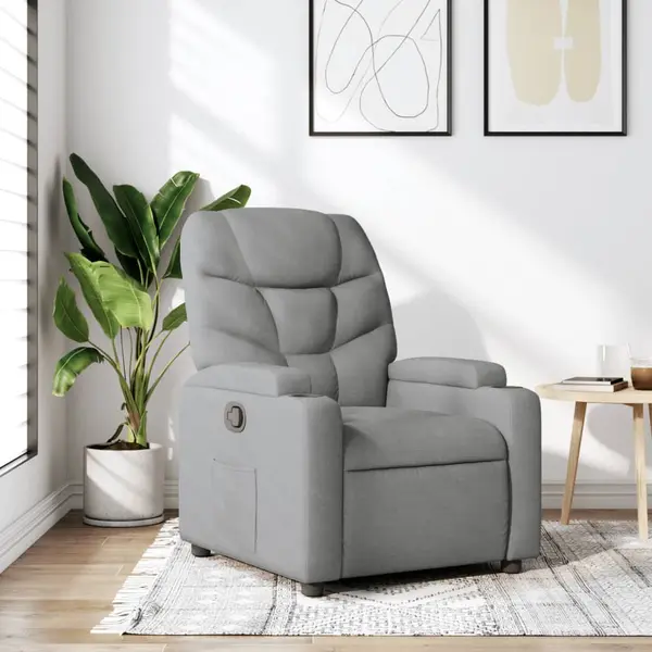 Gossi fotoliu rabatabil, gri deschis, material textil