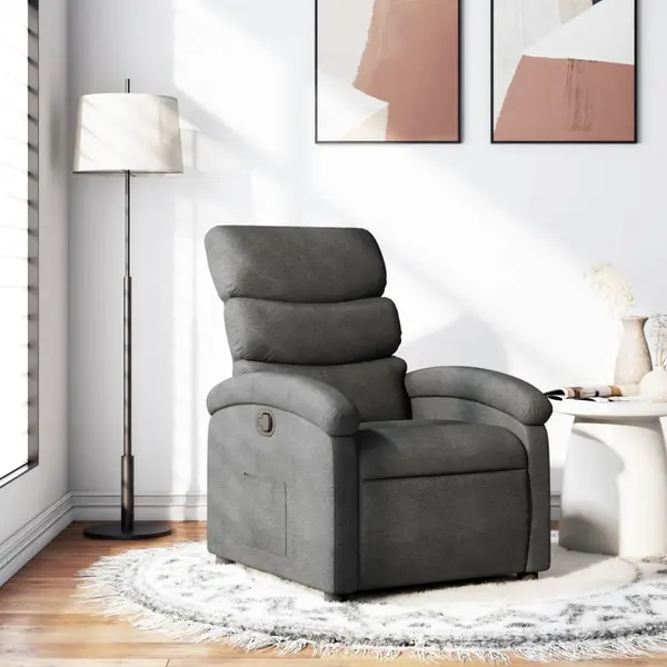 Gossi fotoliu rabatabil, gri inchis, material textil