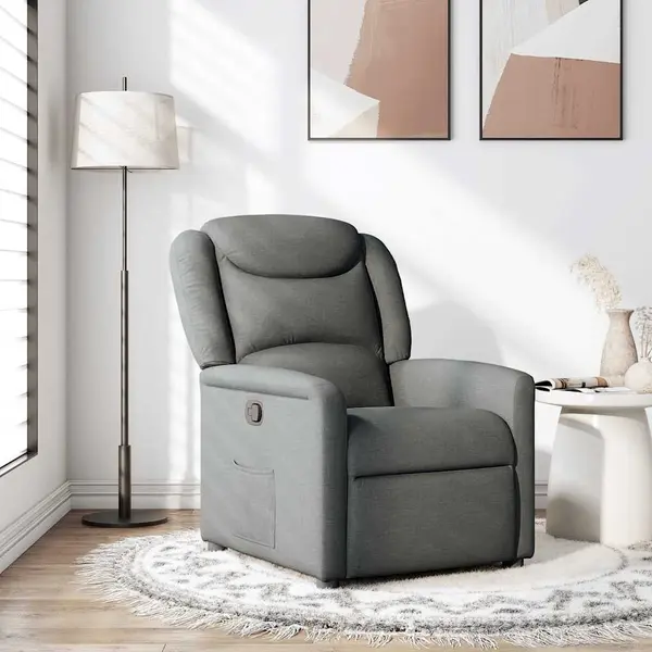 Gossi fotoliu rabatabil, gri inchis, material textil
