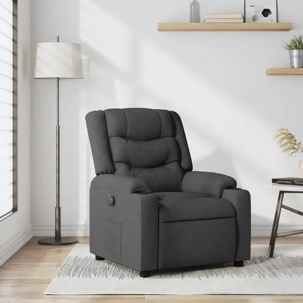 Gossi fotoliu rabatabil, gri inchis, material textil
