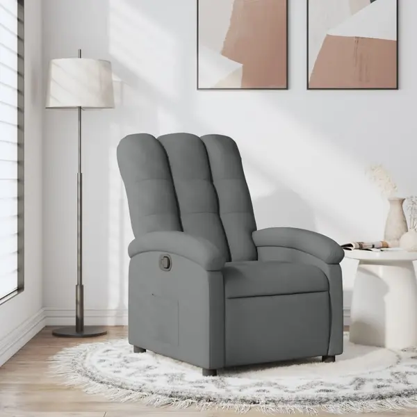 Gossi fotoliu rabatabil, gri inchis, material textil