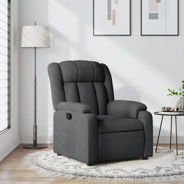 Gossi fotoliu rabatabil, gri inchis, material textil