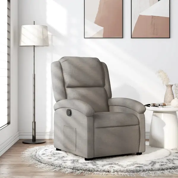 Gossi fotoliu rabatabil, gri taupe, material textil