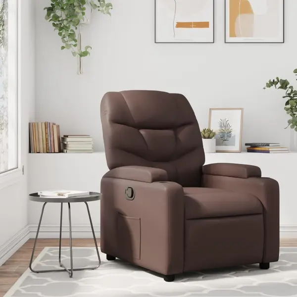 Gossi fotoliu rabatabil, maro, piele ecologica