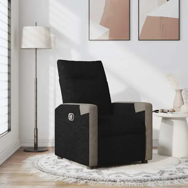 Gossi fotoliu rabatabil, negru, material textil