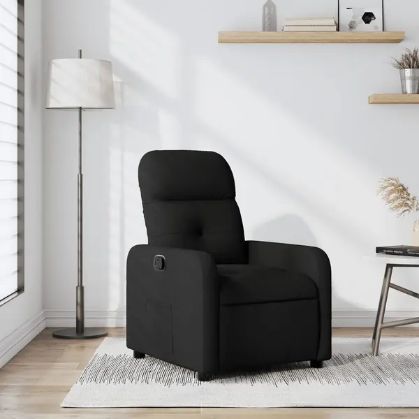 Gossi fotoliu rabatabil, negru, material textil