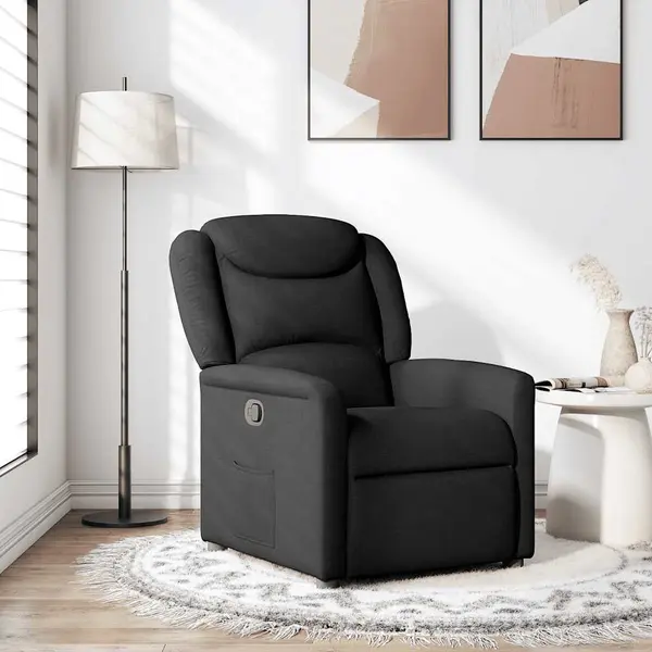 Gossi fotoliu rabatabil, negru, material textil