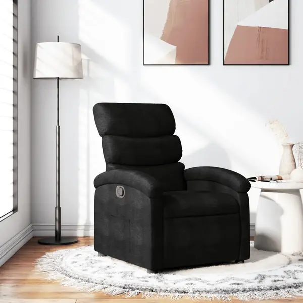 Gossi fotoliu rabatabil, negru, material textil