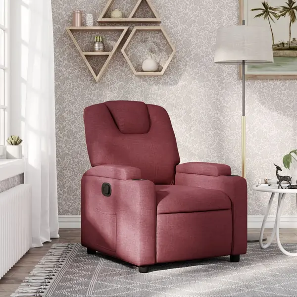 Gossi fotoliu rabatabil, rosu vin, material textil