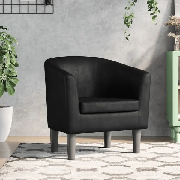 Gossi fotoliu tip cuva, negru, piele ecologica