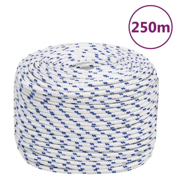 Gossi franghie de barca, alb, 8 mm, 250 m, polipropilena