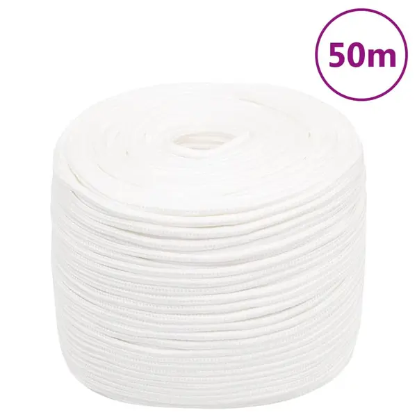 Gossi franghie de barca, alb complet, 10 mm, 50 m, polipropilena