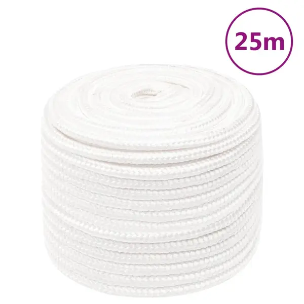 Gossi franghie de barca, alb complet, 12 mm, 25 m, polipropilena