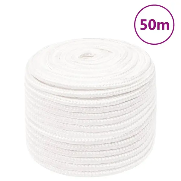 Gossi franghie de barca, alb complet, 14 mm, 50 m, polipropilena